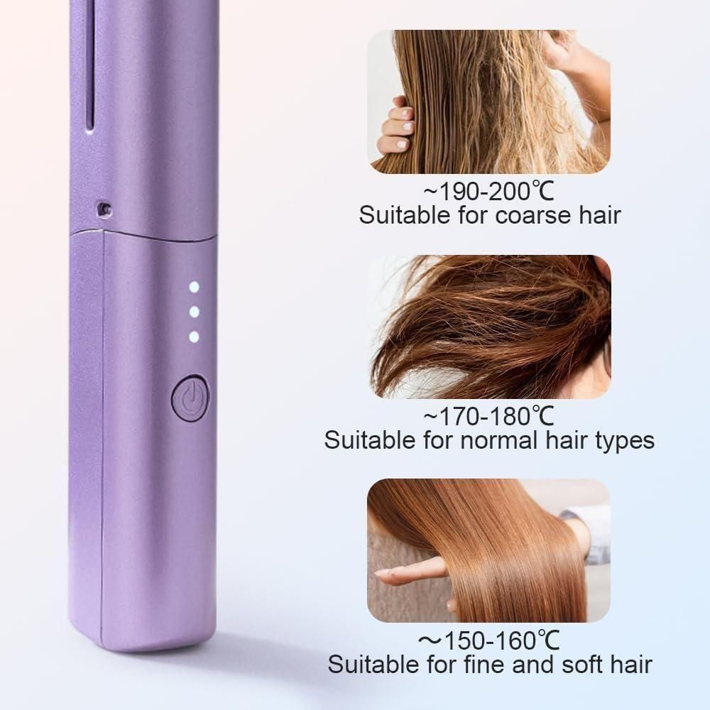 Portable Mini Hair Straightener Cordless Rechargeable with Hot Comb